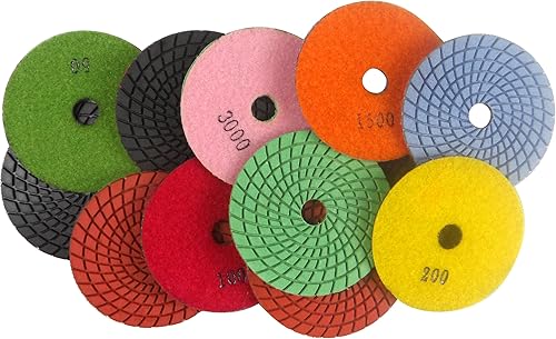 Miniatura 10 de Almohadillas de pulido de diamante húmedo de 5 pulgadas para lijar granito mármol piedra de hormigón paquete de 7