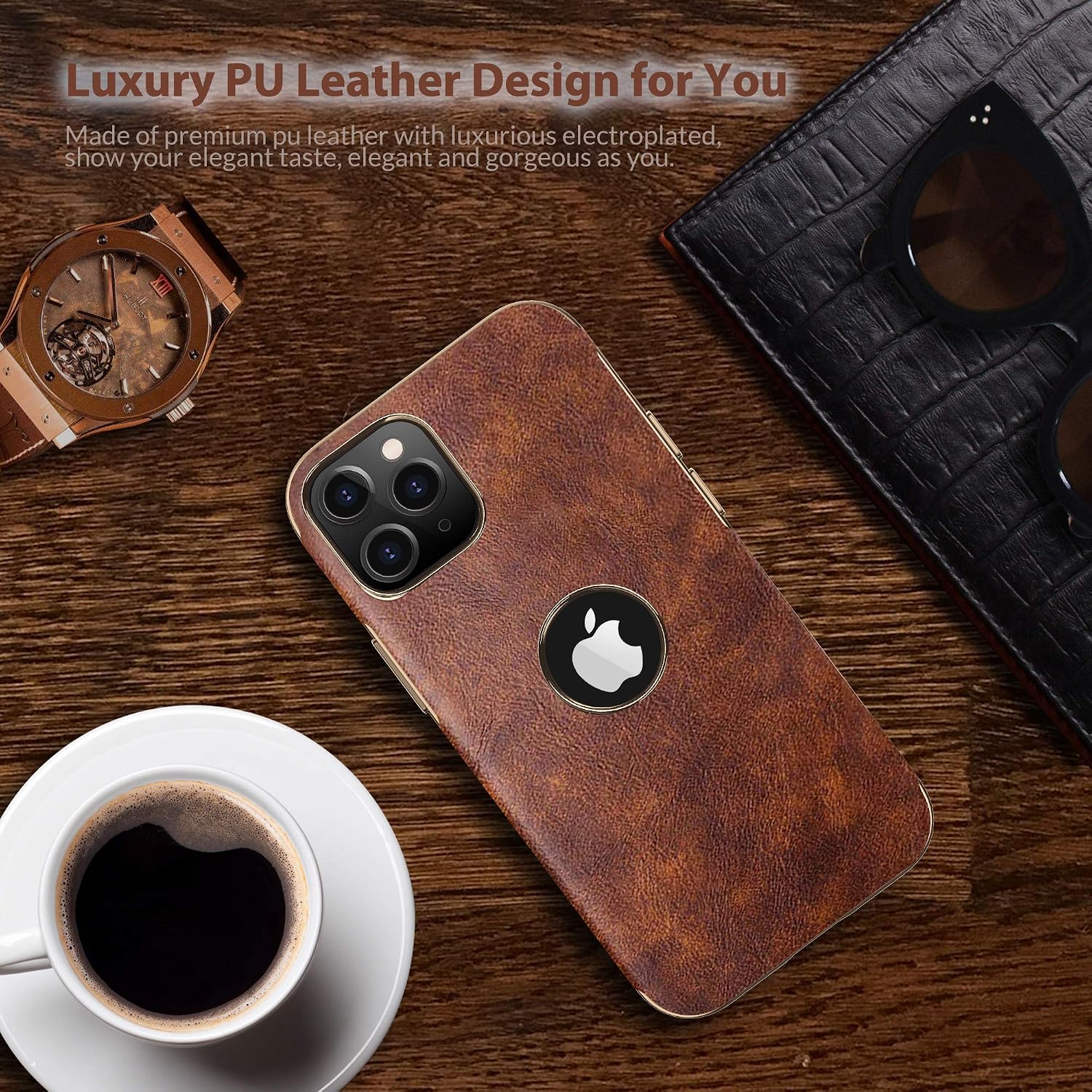 LOHASIC for iPhone 12 Pro Max Case, Vintage Leather Thin Slim Luxury PU Soft Flexible Bumper Non-Slip Grip Anti-Scratch Protective Cover Phone Cases Compatible with iPhone 12 Pro Max 6.7" 2020 - Brown