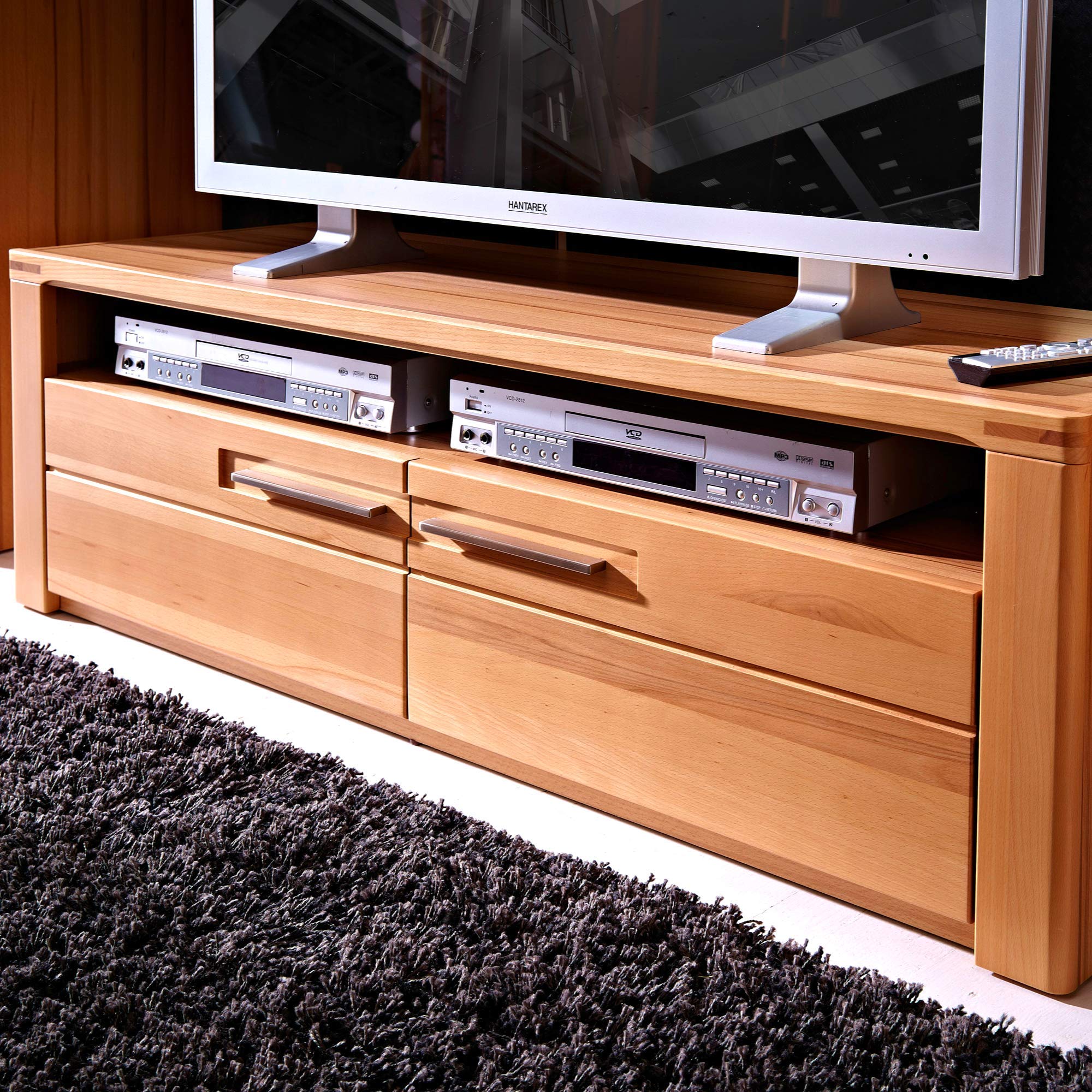 Stella Trading Nature Plus TV-Board teil-massiv aus Kernbuchenholz - hochwertiges Low-Board für Ihr Wohnzimmer - 130 x 40 x 45 cm (B/H/T)