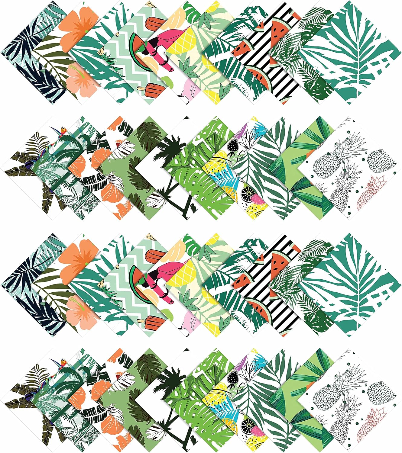 Soimoi Precut 10-inch Tropical Prints Cotton Fabric Bundle Quilting Squares Charm Pack DIY Patchwork Sewing Craft- Multicolor