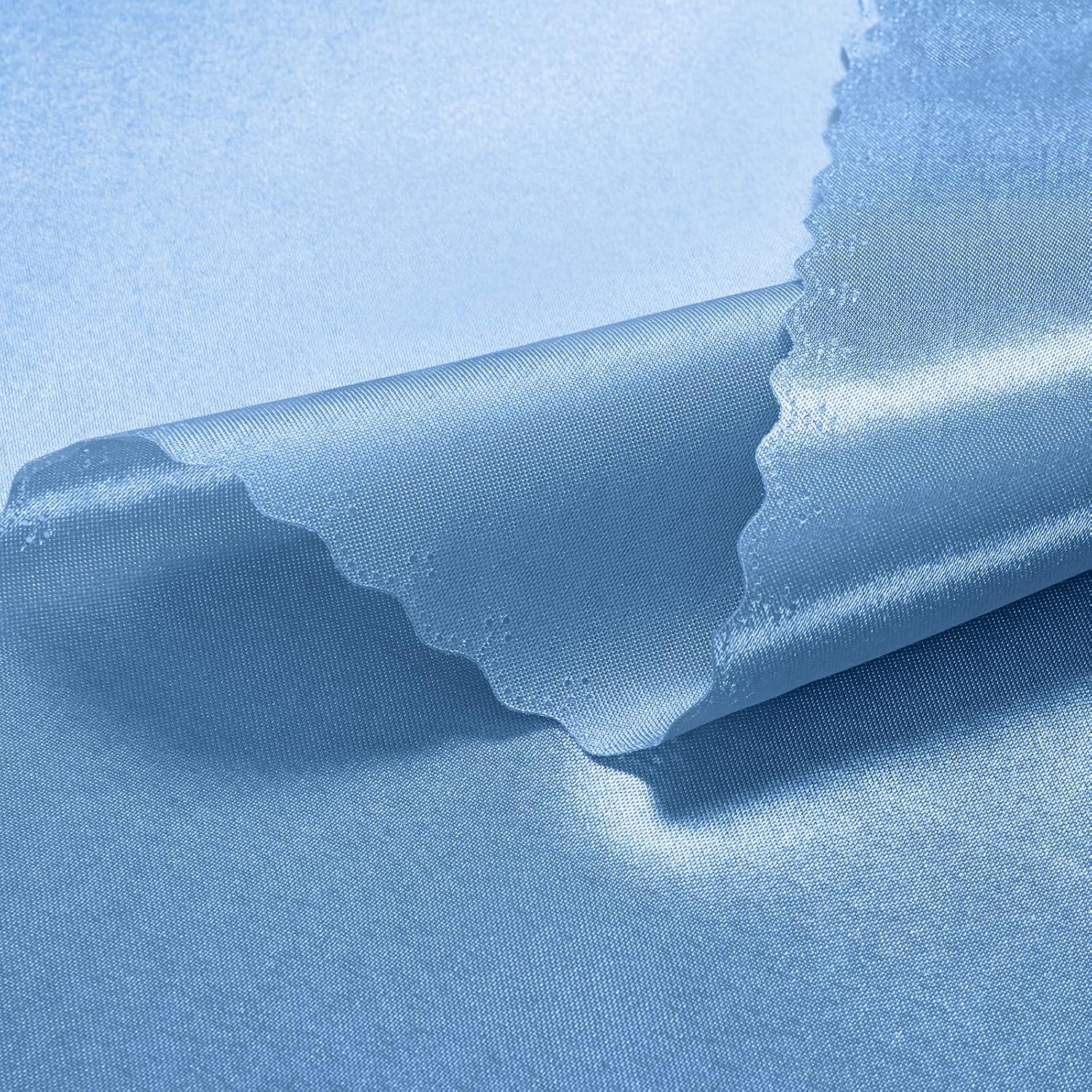 VACVELT 12 Pack Light Blue Scalloped Satin Napkins 12x12 Inch Wedding