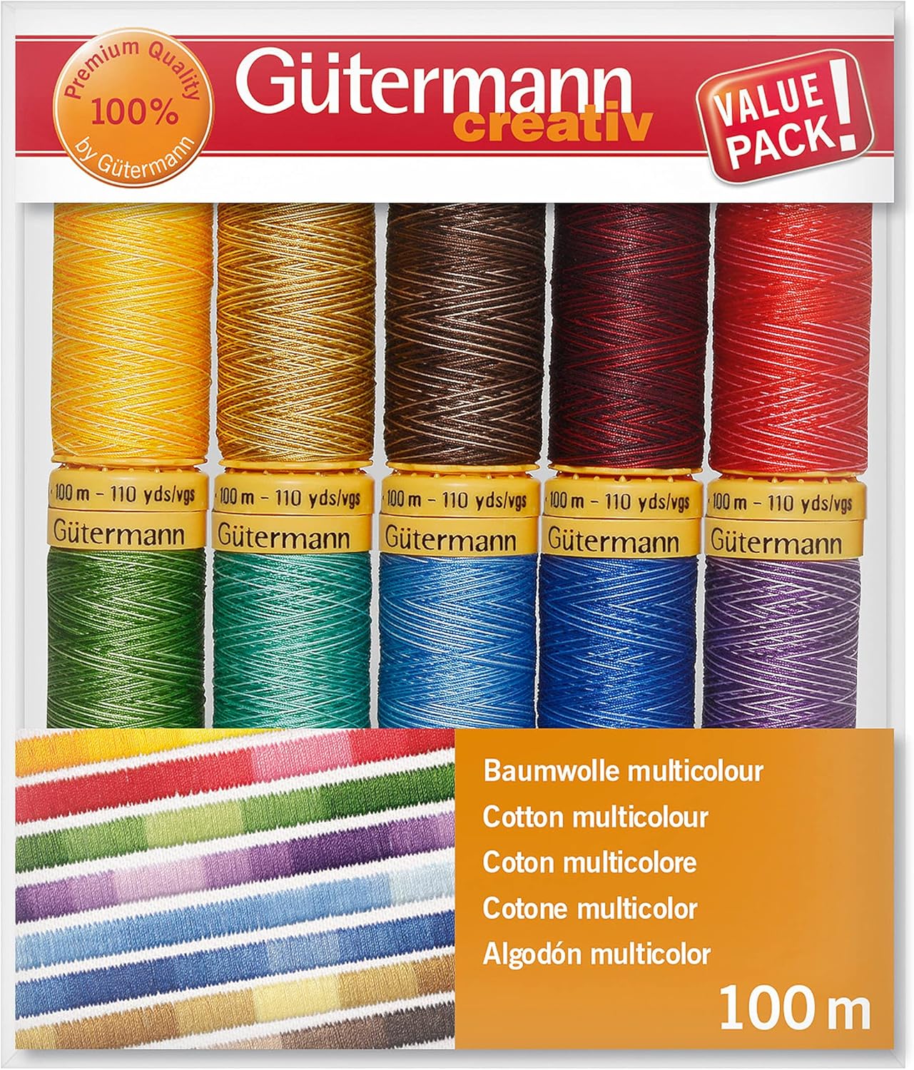 Gutermann 734521-2 Thread Set Natural Cotton 50 100m x 10 reels, Col 1 Assorted : Arts, Crafts & Sewing