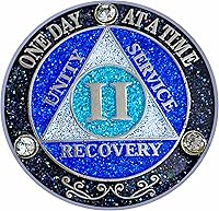 Vista 32 de (Años 1-50) AA Moneda de recuperación de 29 años, Medallón de Alcohólicos Anónimos, Moneda de Metal, Chapado en Color Plata, Moneda de Metal
