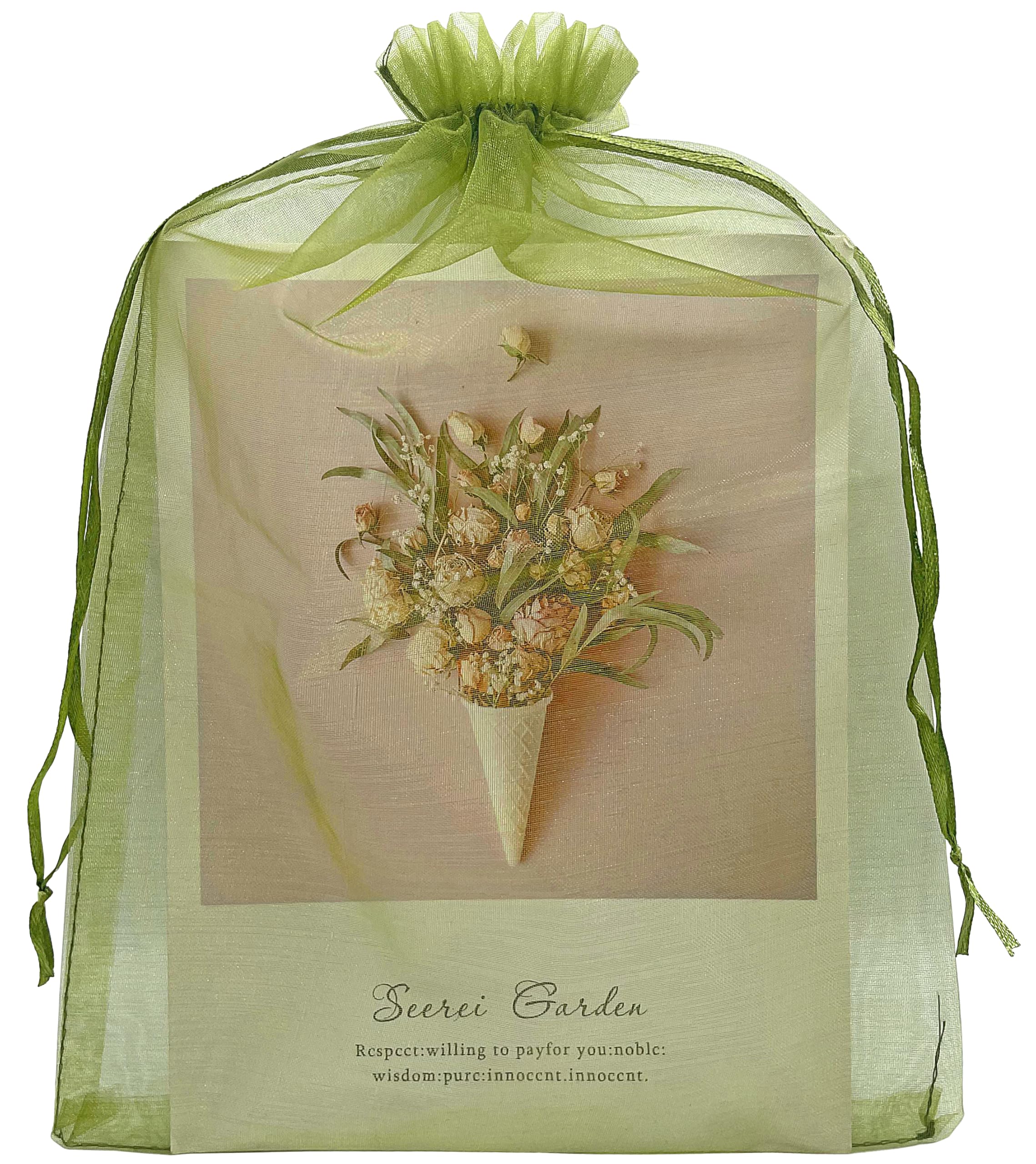 Jexila Paquete de 50 bolsas de regalo de organza transparente verde oliva de 8 x 12 pulgadas, bolsa de regalo grande de malla con cordón para regalo del día de San Patricio, bolsas de dulces