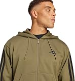 adidas Men's ESSENTIAL THREE STRIPES FLEECE ZIPPER HOODIE, olive strata/black, L - 5