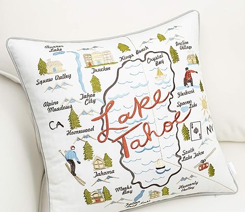 Miniatura 3 de DecorHouzz, fundas de almohada, bordadas con mapa de estadociudad, regalo de cumpleaños, aniversario, graduación, para nuevo hogar, 18 x 18