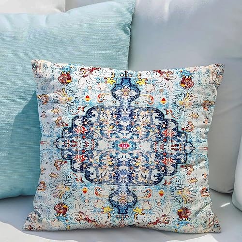 Miniatura 10 de Juego de 2 fundas de cojín bohemias de 16 x 16 pulgadas, alfombra persa de algodón suave con patrón de doble cara, fundas de cojín decorativas para