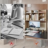 Vista 8 de ChooChoo Estantería de escritorio, organizador de escritorio de madera con 7 estantes para escritorio de computadora, estante de escritorio, Natural