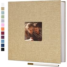 Vienrose Large Photo Album Self Adhesive for 4x6 8x10 Pictures Linen Scrapbook Album DIY 40 Blank Pages with A Metallic Pen | Linen Cover, Scrapbook, Fits 4X6 8X10 Pictures, Metallic Pen Included, Diy