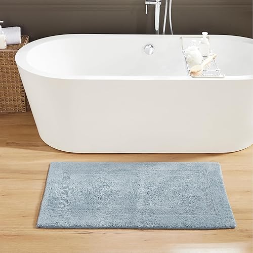 Better Trends Pan Overseas - Alfombras de baño reversible Lux 200 GSF de 100% algodón - Paquete de 2 alfombras