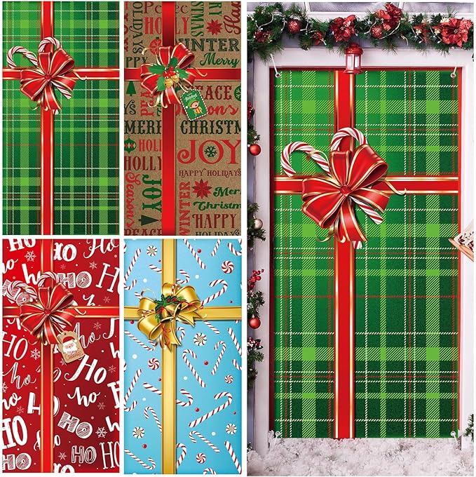 Tranqun 4 Pcs Christmas Door Cover Decorations 71 x 35
