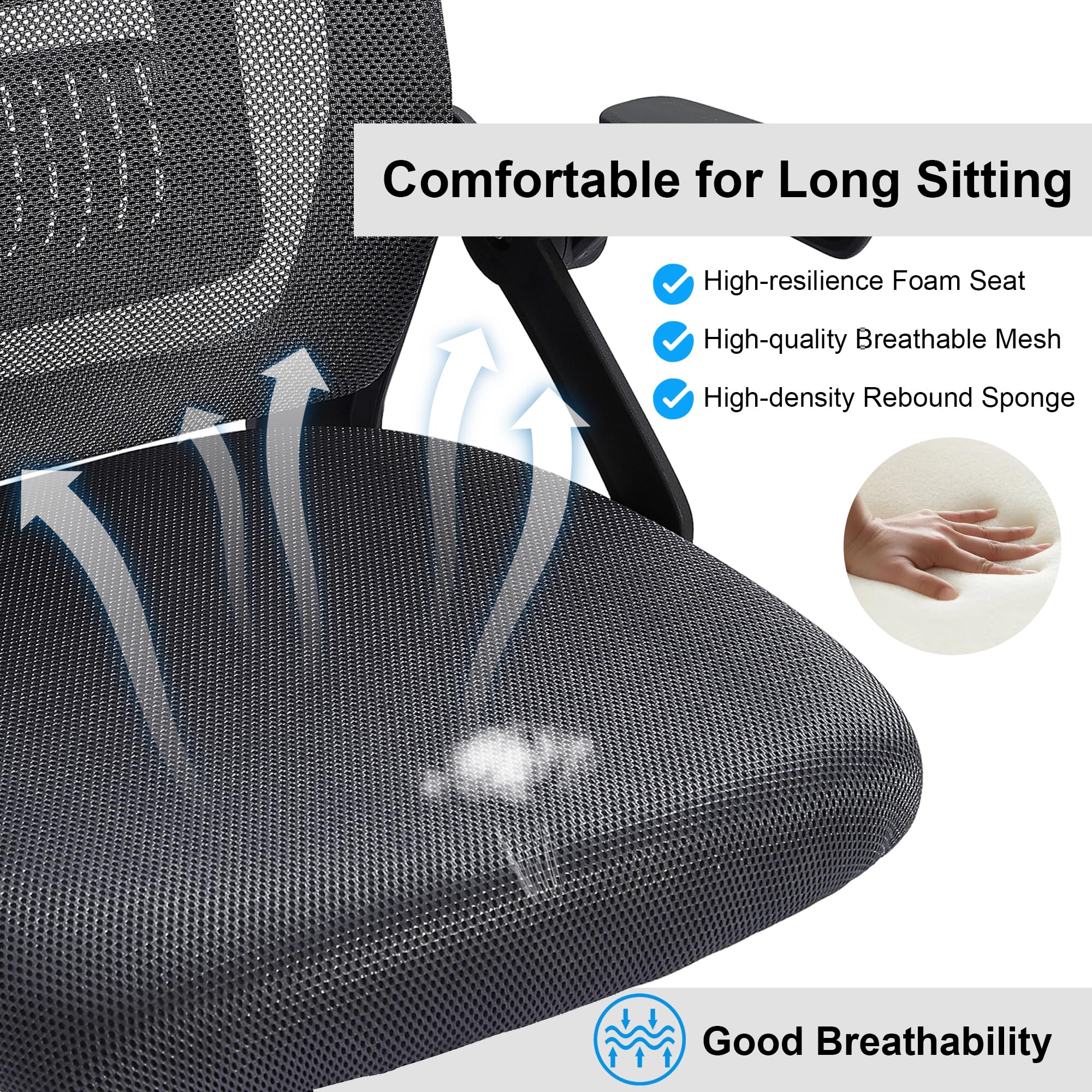 VECELO Mid-Back Swivel Ergonomic Office Chair with Adjustable Arms Mesh Lumbar Support for Computer Task Work, Gray