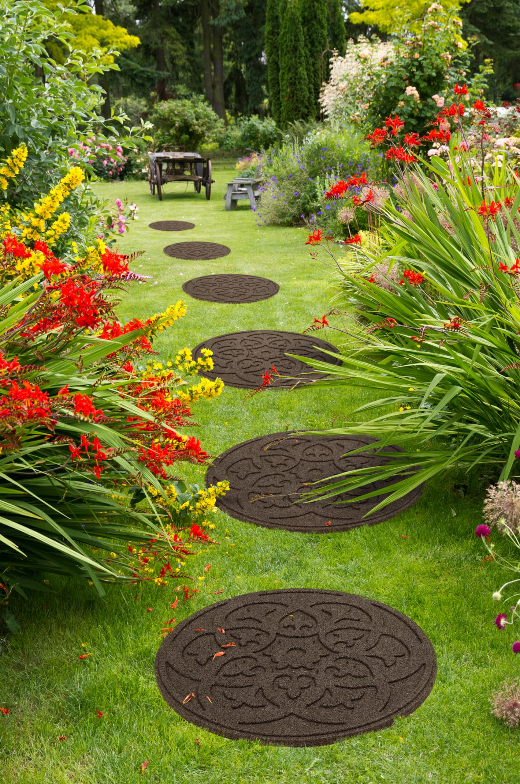 bepco Juego de 4 placas de goma para jardín, para arriates, 45,8 x 1,8 cm, terracota