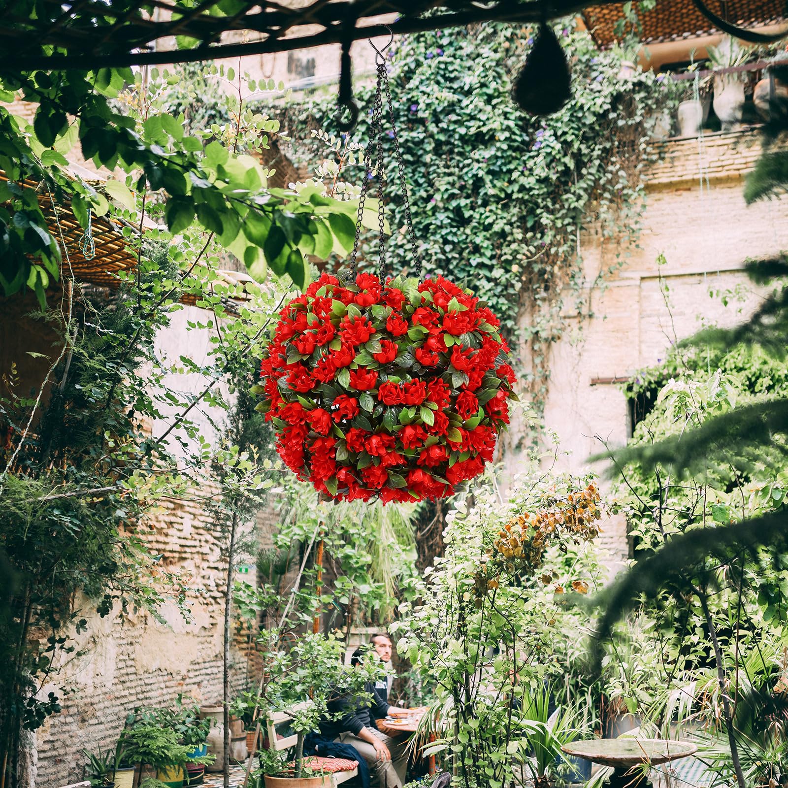 Ciieeo Lampada Solare a Sfera Forma di Fiore per Esterni Luce LED da Giardino Risparmio Energetico in Plastica 1w, Decorazione per Feste all Aperto