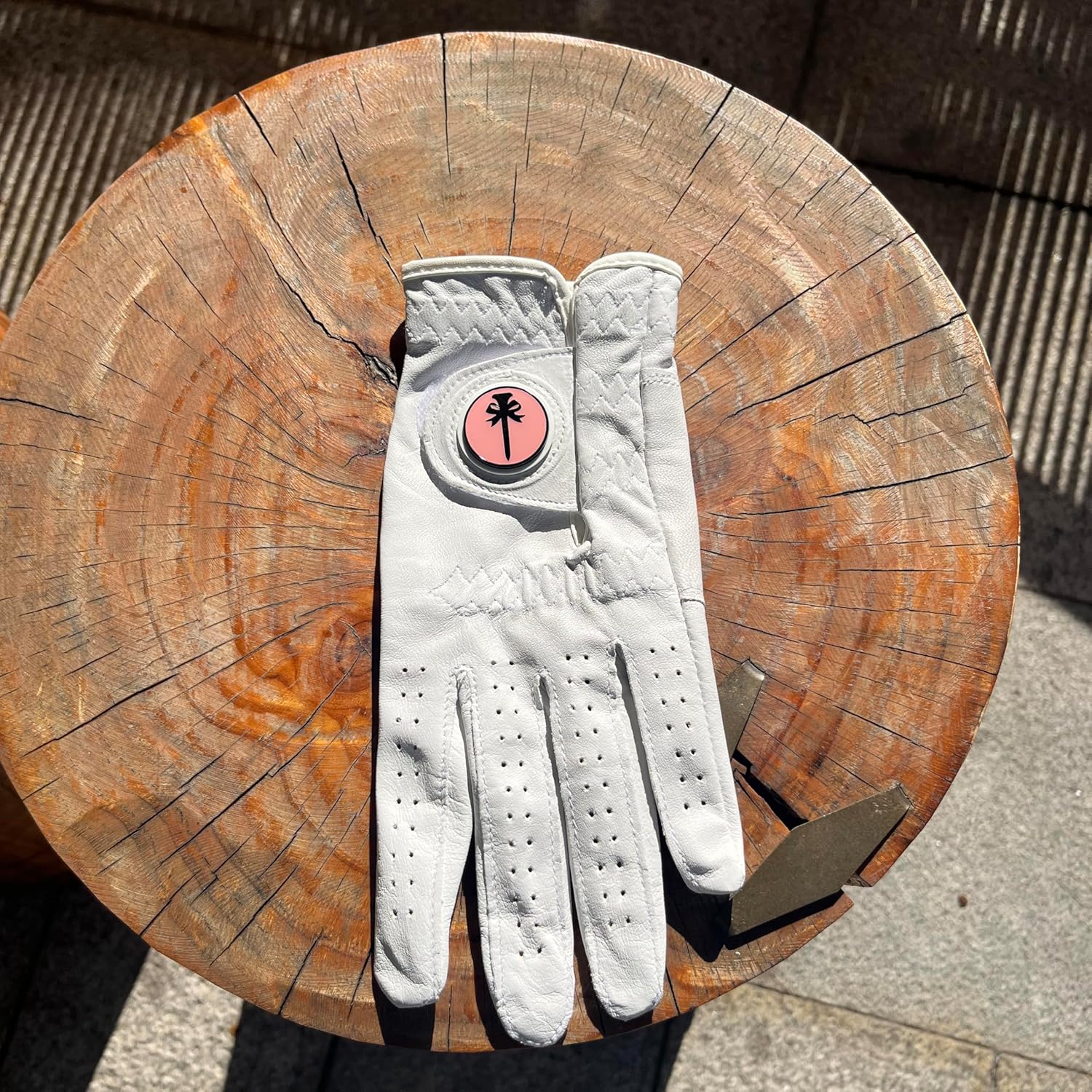 PINKTEE Women's Golf Glove Left Hand Ladies Pink Cabretta Leather Golf Gloves with Removable Magnetic Ball Marker Full Finger - Image 8