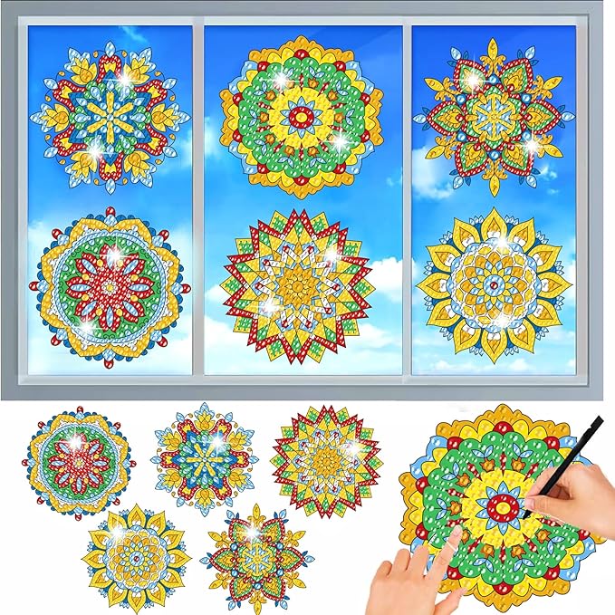 MEIEST 6 PCS Diamond Painting Kits for Suncatchers Mandala