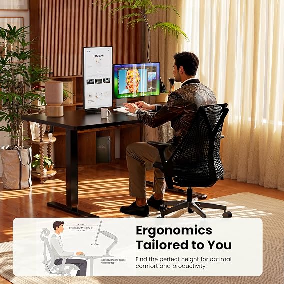 ErGear Height Adjustable Electric Standing Desk, 32 x 19 Inches Sit Stand up Desk, Memory Computer Home Office Desk, Black