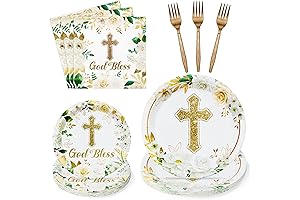 God Bless Crosscut Floral Paper Plate Set