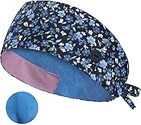 Vista 31 de QBA Gorra de trabajo ajustable con botón, gorro de trabajo de algodón, banda elástica para atar en la espalda, para mujeres y hombres, talla única