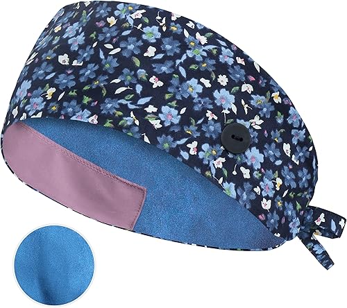 Miniatura 108 de QBA Adjustable Working Cap with Button, Cotton Working Hat Sweatband, Elastic Bandage Tie Back Hats for Women & Men, One
