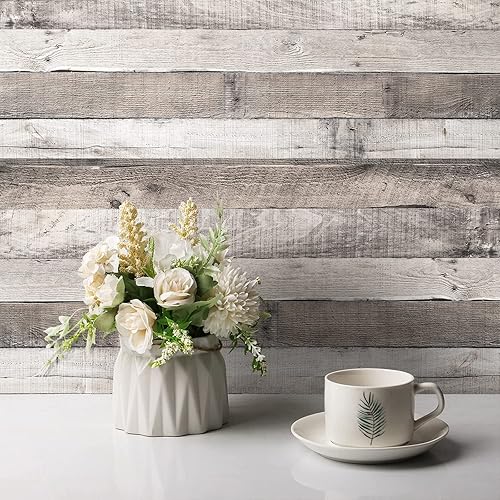 Miniatura 2 de WENMER Papel de contacto de madera de 17.71 x 590 pulgadas, papel tapiz de madera rústica, papel de contacto de grano de madera marrón rojizo, papel