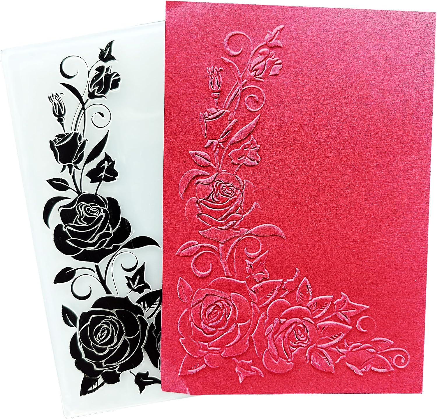 Arbuya 3D Floral Frame Plastic Embossing Folders for Card Making or Journaling Flowers Embossing Folder for Paper Crafting