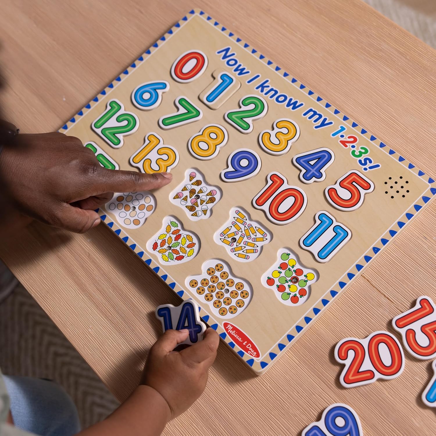 Melissa & Doug Numbers Sound Puzzle - Wooden Counting Puzzle with Light-Activated Sound Effects (21 Pcs)