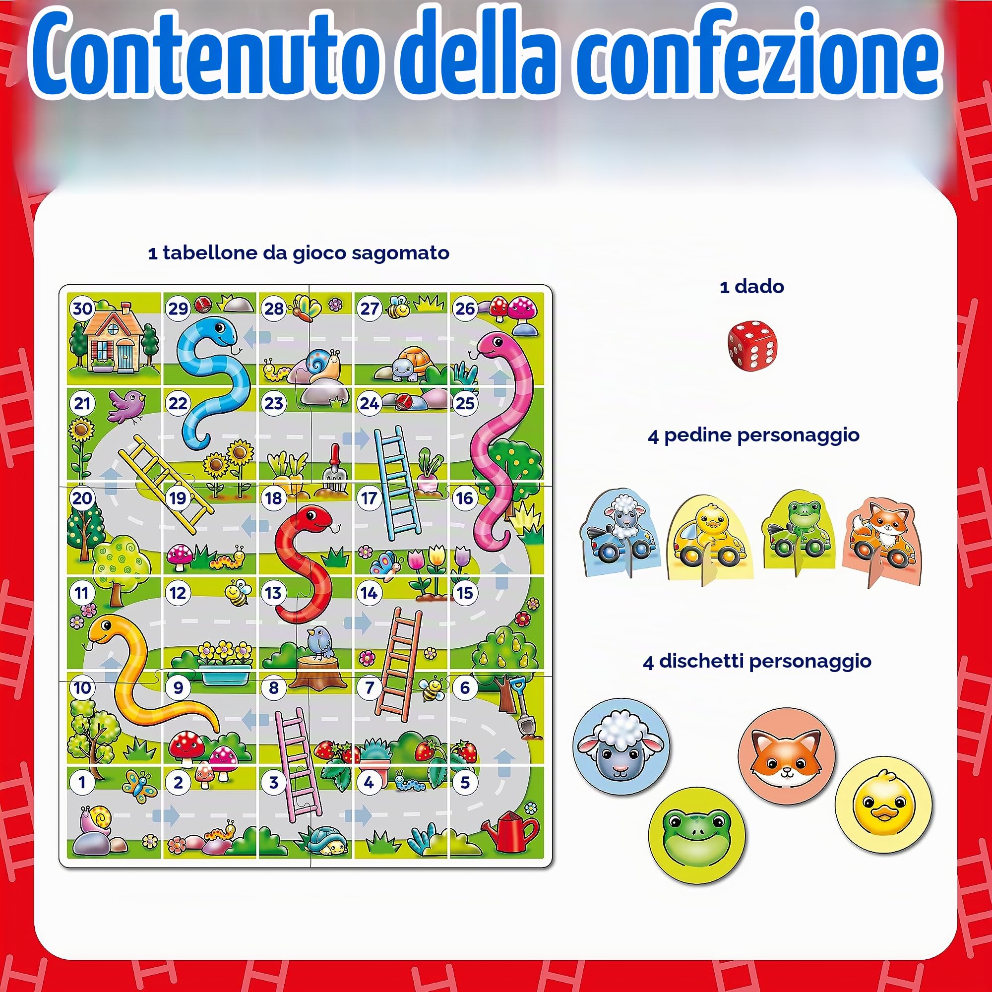 Orchard Toys My First Snakes & Ladders - Gioco per bambini grandi con pezzi da gioco 3D colorati giganti, giochi da tavolo per bambini e bambini, età 3-6 anni, per 2-4 giocatori
