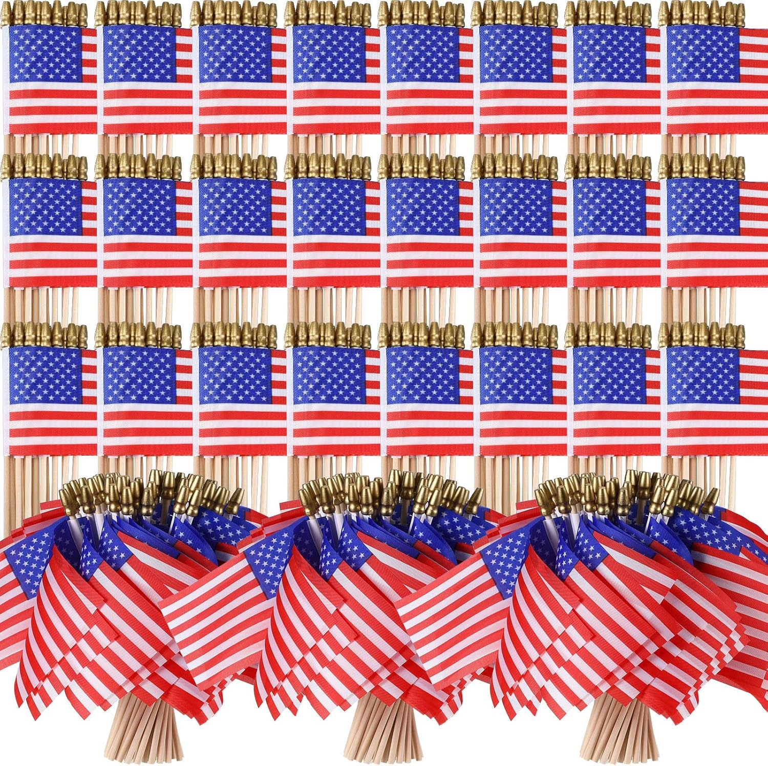 Batiyeer 1000 Pcs Small American Flags on Stick 4 x 6 Inch Mini 250 Anniversary USA Flags USA Flag Polyester 4th of July Decorations with Safety Golden Spear Top for Memorial Independence Day