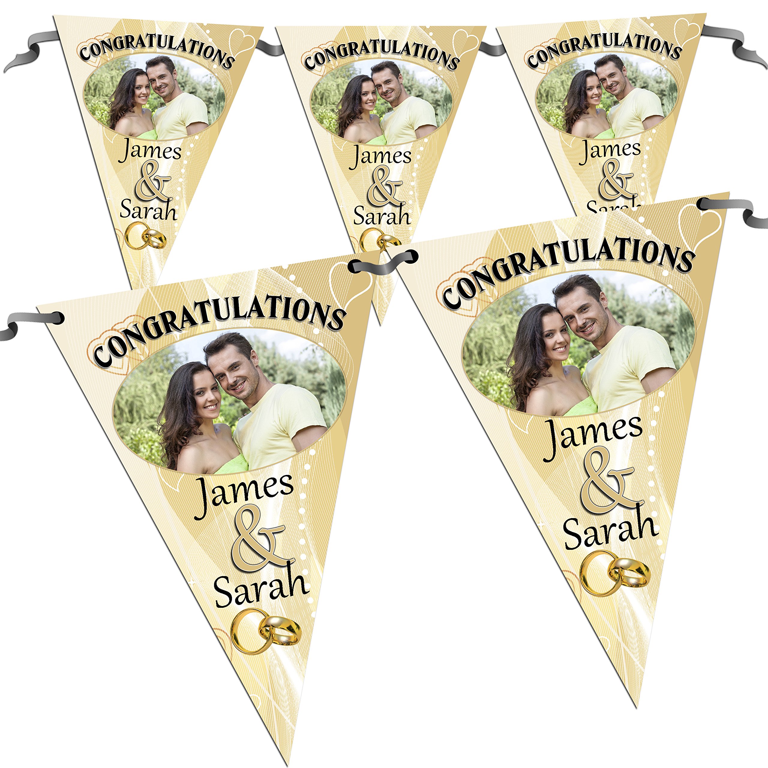 Personalised Congratulations Wedding Engagement Anniversary Flag Banner Bunting N12-10 Flags inc ribbon Hanging Decoration