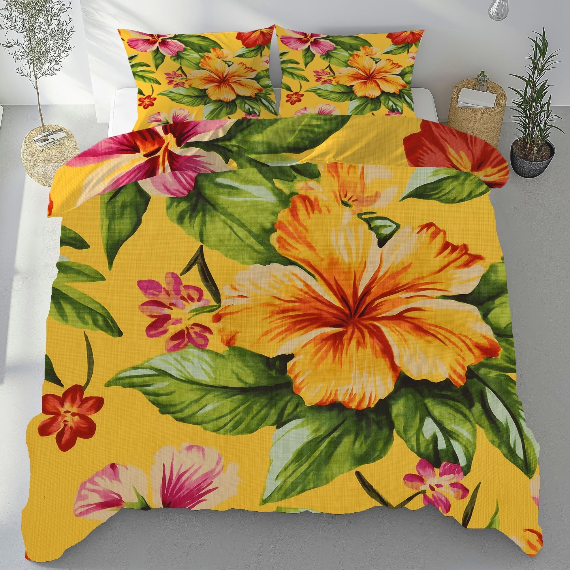 Housse de couette 240 x 260 hibiscus pour retrouver un sommeil apaisant dans des draps soyeux