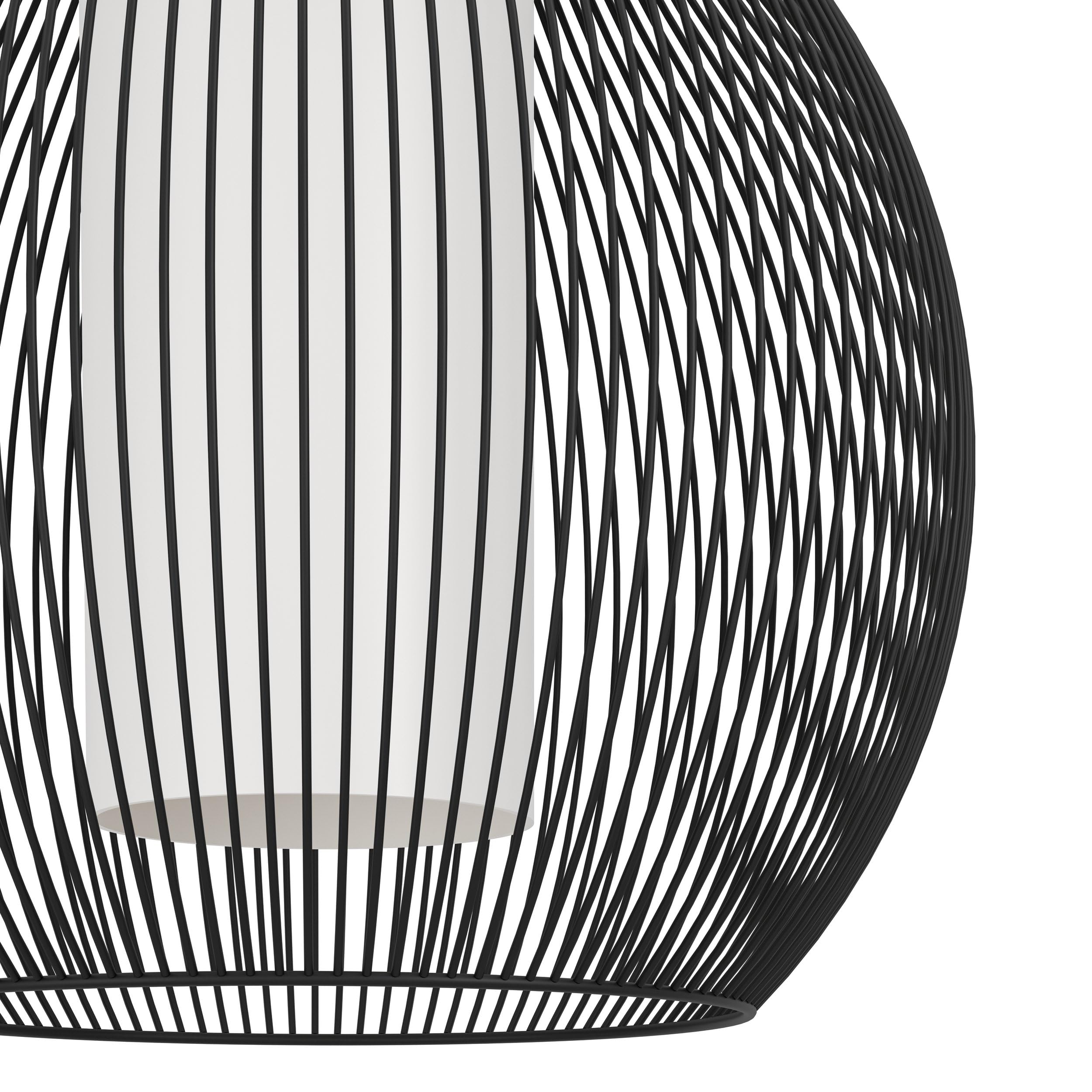 EGLO Pendellampe Razoni 1, Pendelleuchte über Esstisch | Hängeleuchte aus Metall in Schwarz und Glas in Weiß, Hängelampe mit E27 Fassung