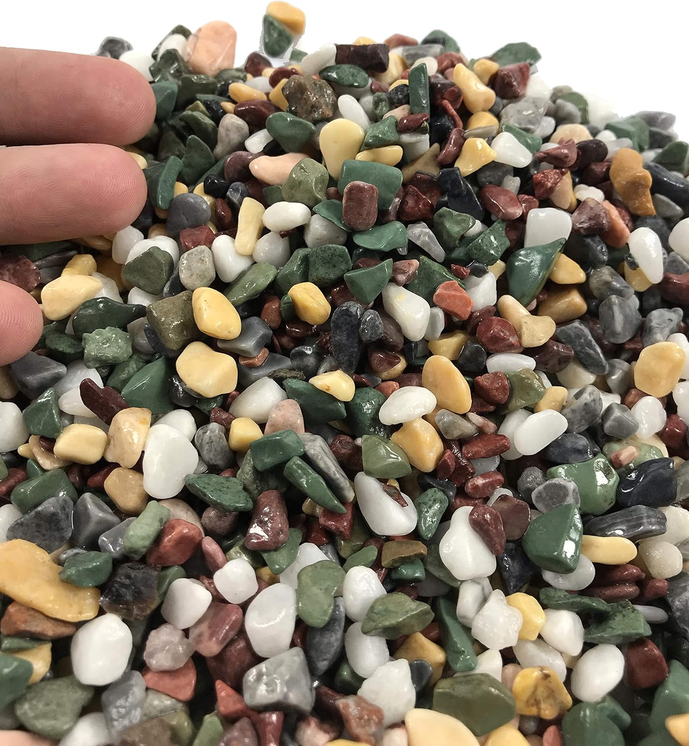 Voulosimi 3.5 Pounds Natural Decorative Polished Mixed Pebbles Gravel, with Red, White, Green, Black, and Yellow Pastel Accents…