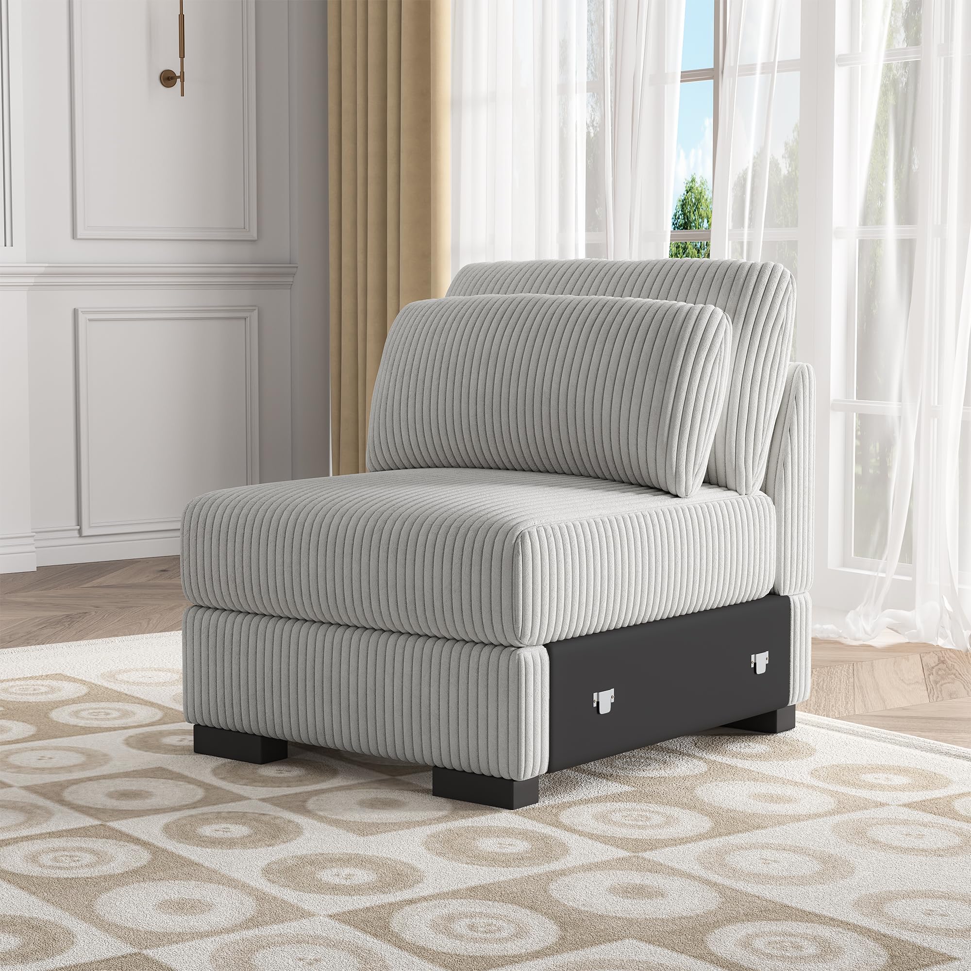 Divano ad angolo convertibile modulare, divano componibile interno, divano ad angolo in velluto a coste, divano componibile, divano componibile, divano in velluto trapuntato, colore: grigio