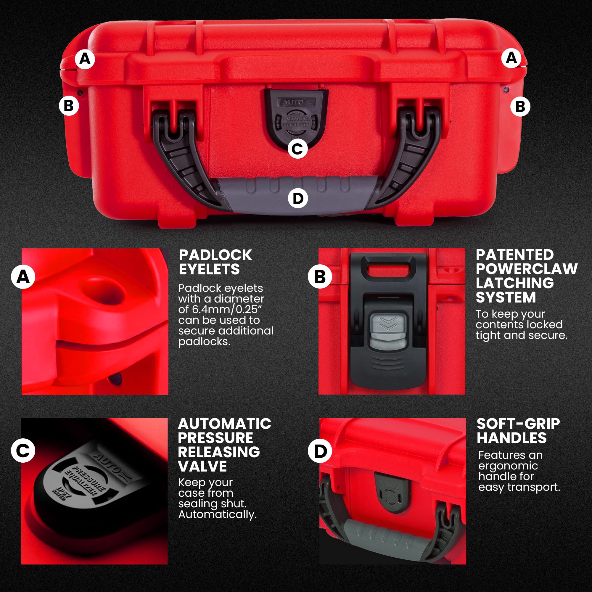 Nanuk Funda rígida Impermeable 904 con Inserto de Espuma, Color Rojo