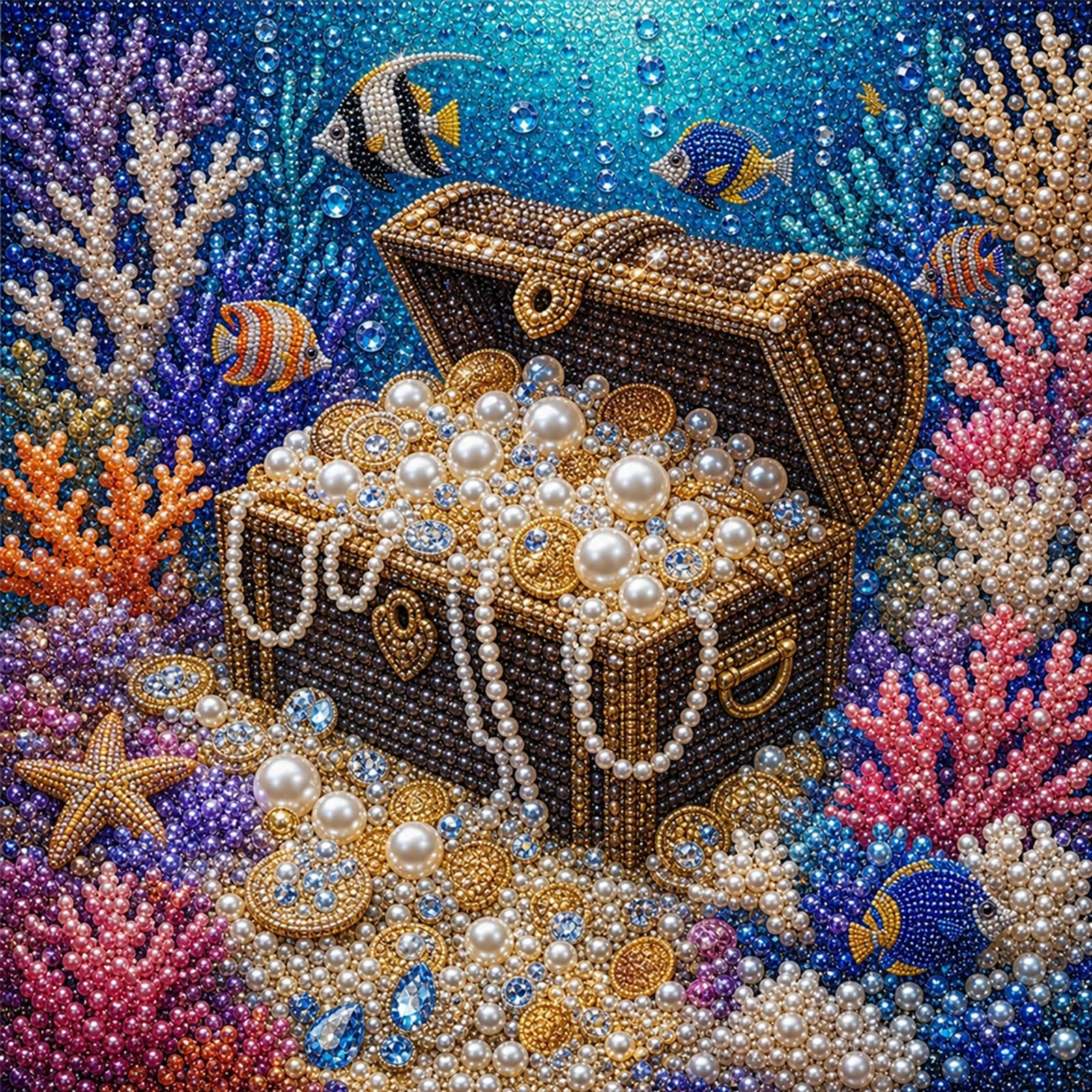 POETRYDRAW Underwater Pearl Pearl 5D Diamond Art Kit 15.75 x 15.75 in