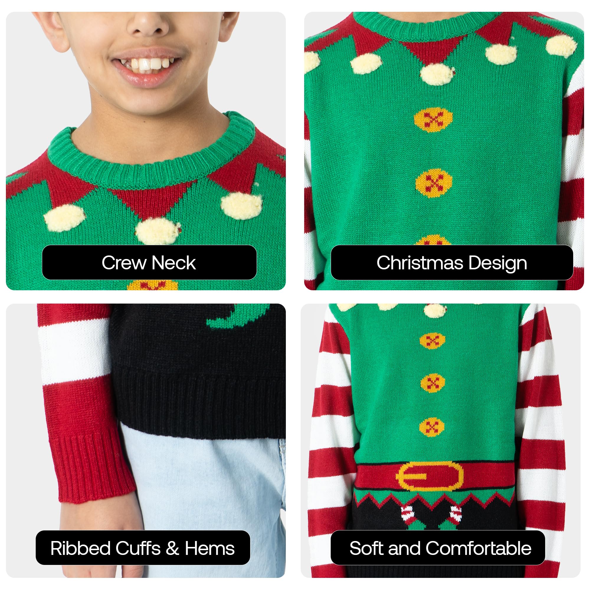 NOROZE Niños Jersey Navidad 3D Santa Reno Pingüino Pull-Over