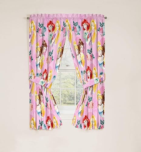 Miniatura 4 de Disney Princess Sassy - Juego de 4 cortinas de 63 pulgadas, hermosa decoración de habitación y fácil de instalar, ropa de cama con Cenicienta y
