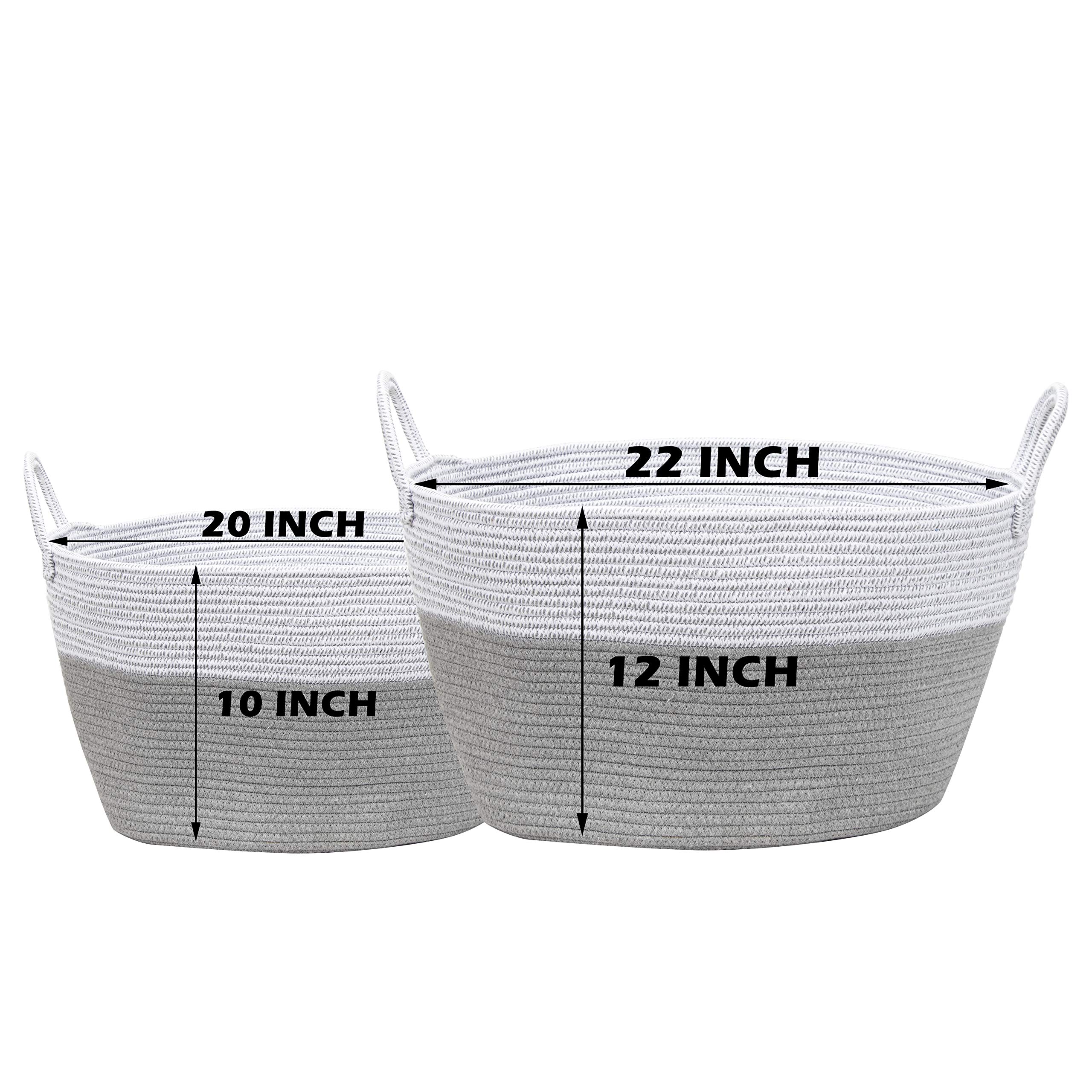 Amazon.com: JEKOSEN (一組2 件、22 x 12 英吋和20 x 10 英吋) 洗衣籃