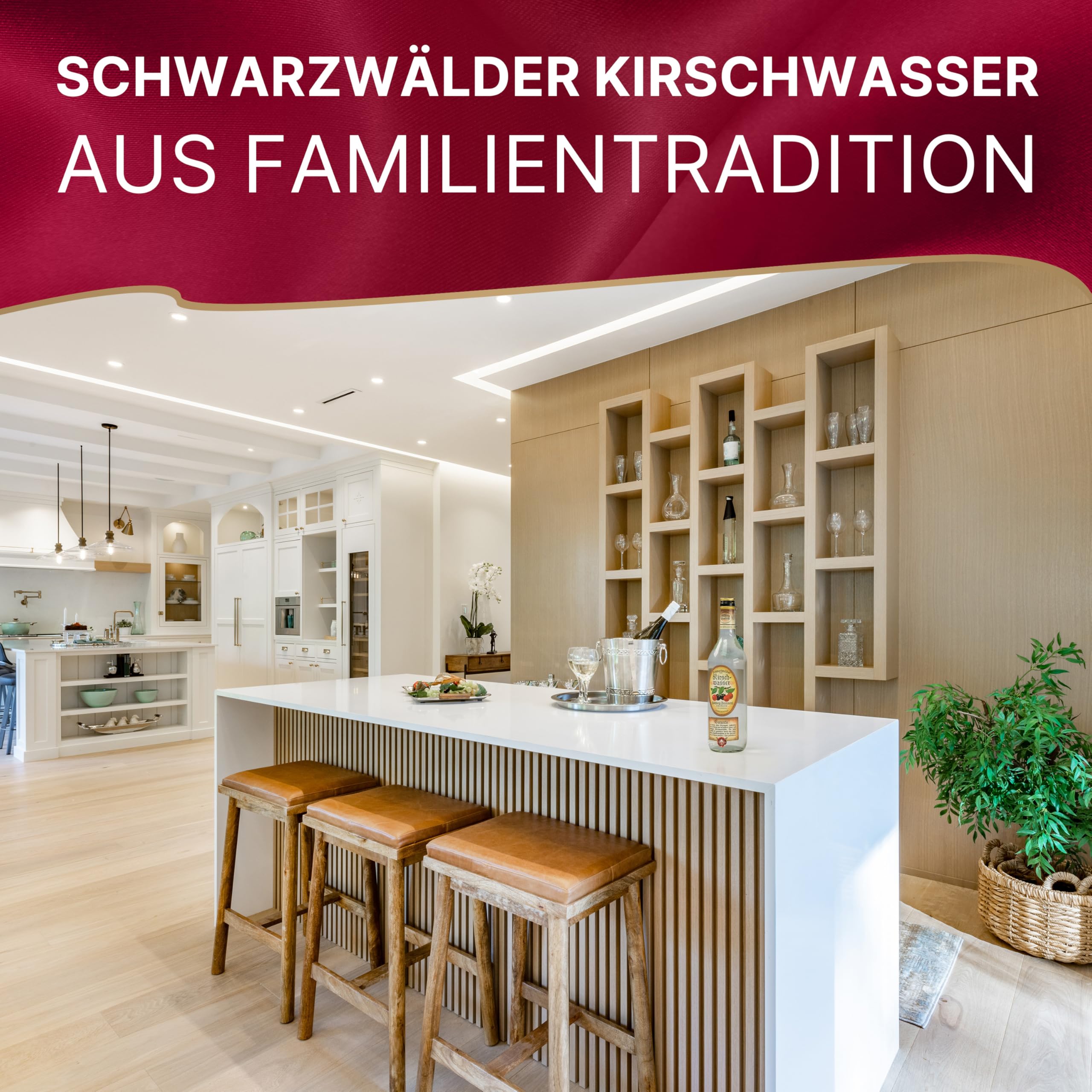 Original Höllberg Kirschwasser 40% vol., 1 Liter | Edler Premium Obstbrand aus dem Schwarzwald