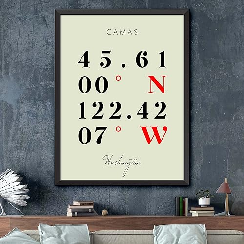 Miniatura 2 de Mapa de Camas, Washington, Coordenadas Multilíneas de Colores (8x10)