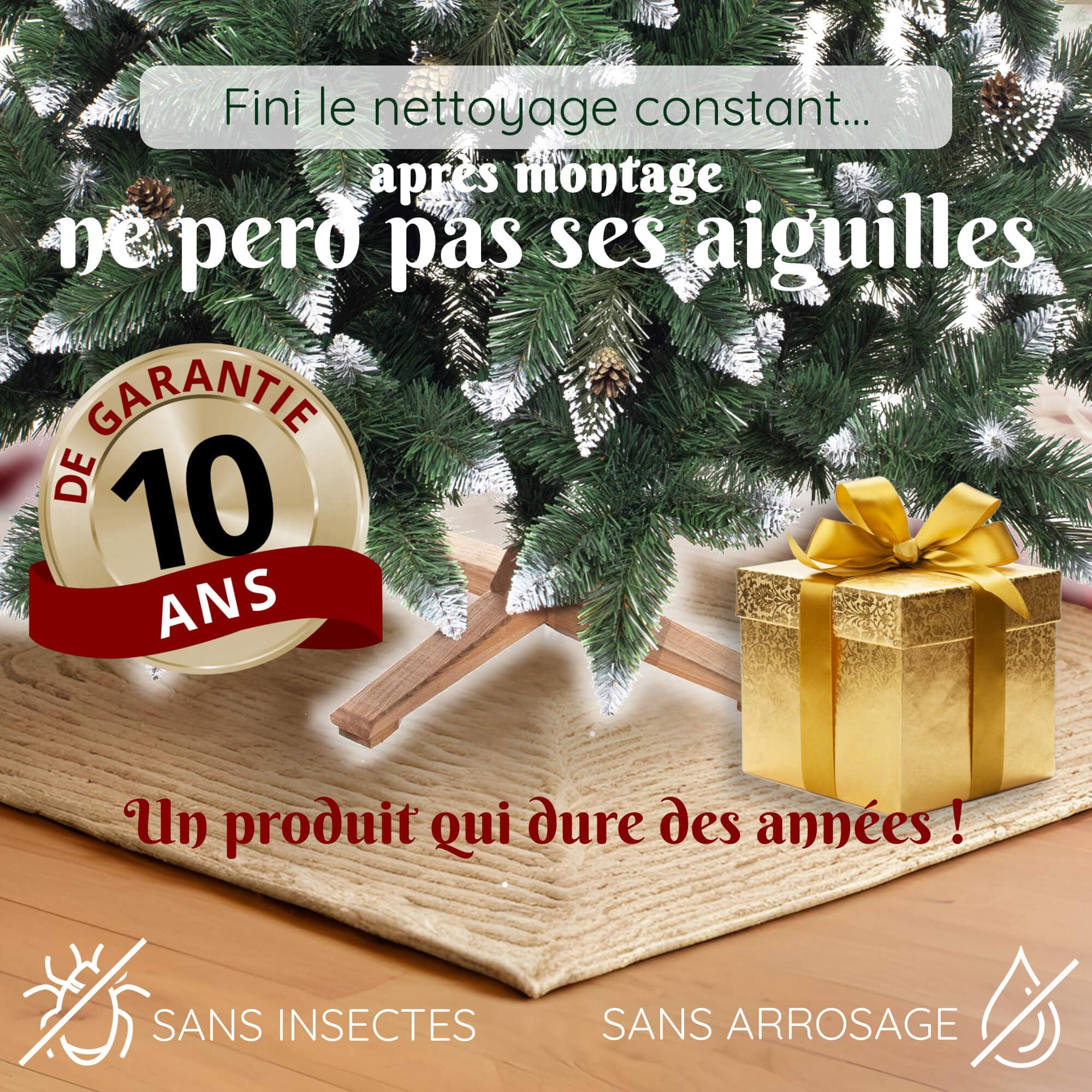 Arbre de Noël artificiel 220 cm Pin Diamant avec neige artificielle Arbre de Noël Artificiel