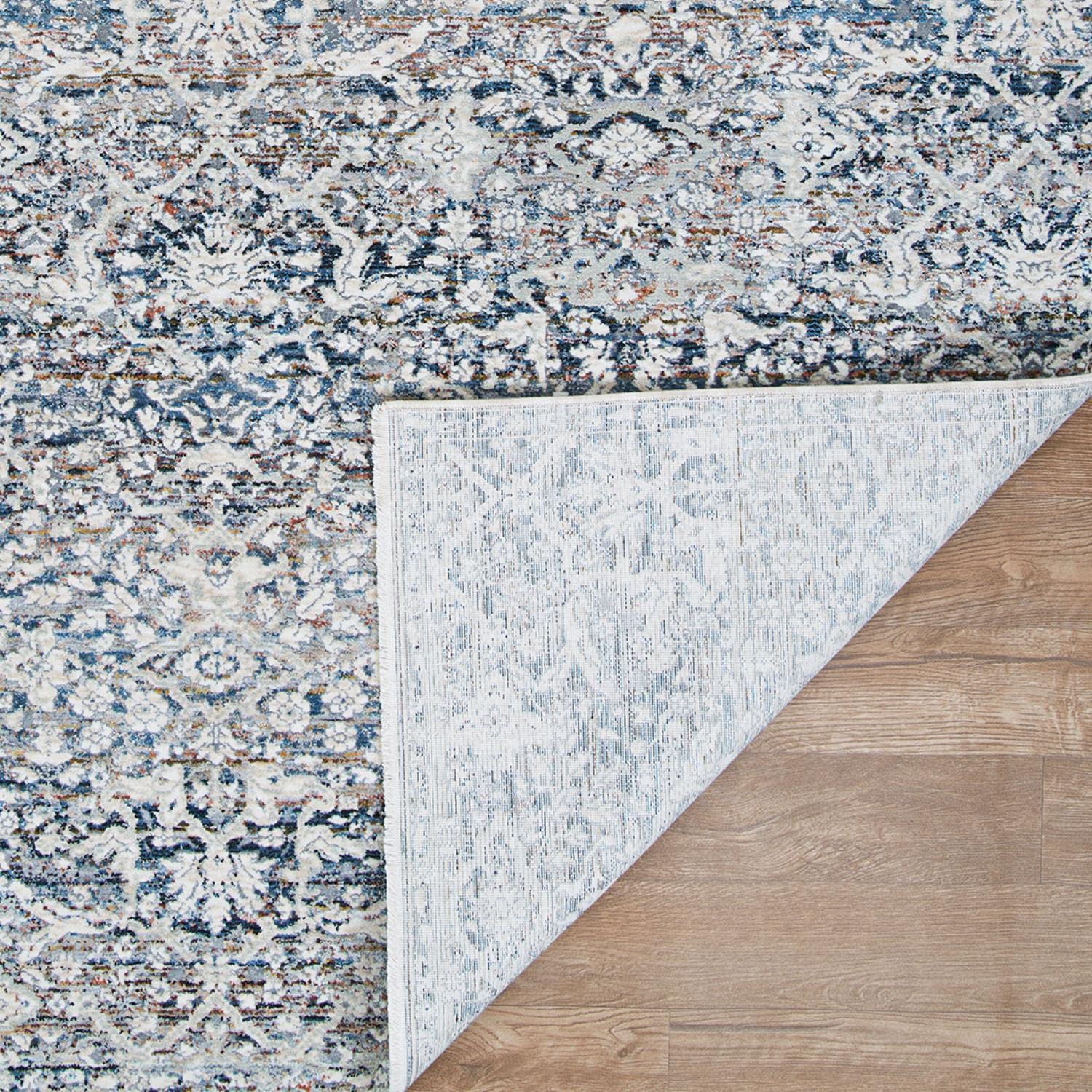 Couristan Luxor Area Rug - Ludvig 3'9" X 5'4" Rectangle in Antique Beige and Ocean Color, Floral, Fringed, Home Decor