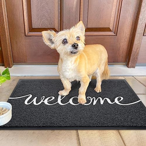 Miniatura 7 de KILOCOCO Tapete negro antideslizante para interiores y exteriores, impermeable, para entrada exterior, patio, garaje, zonas de alto tráfico, 18 x 30