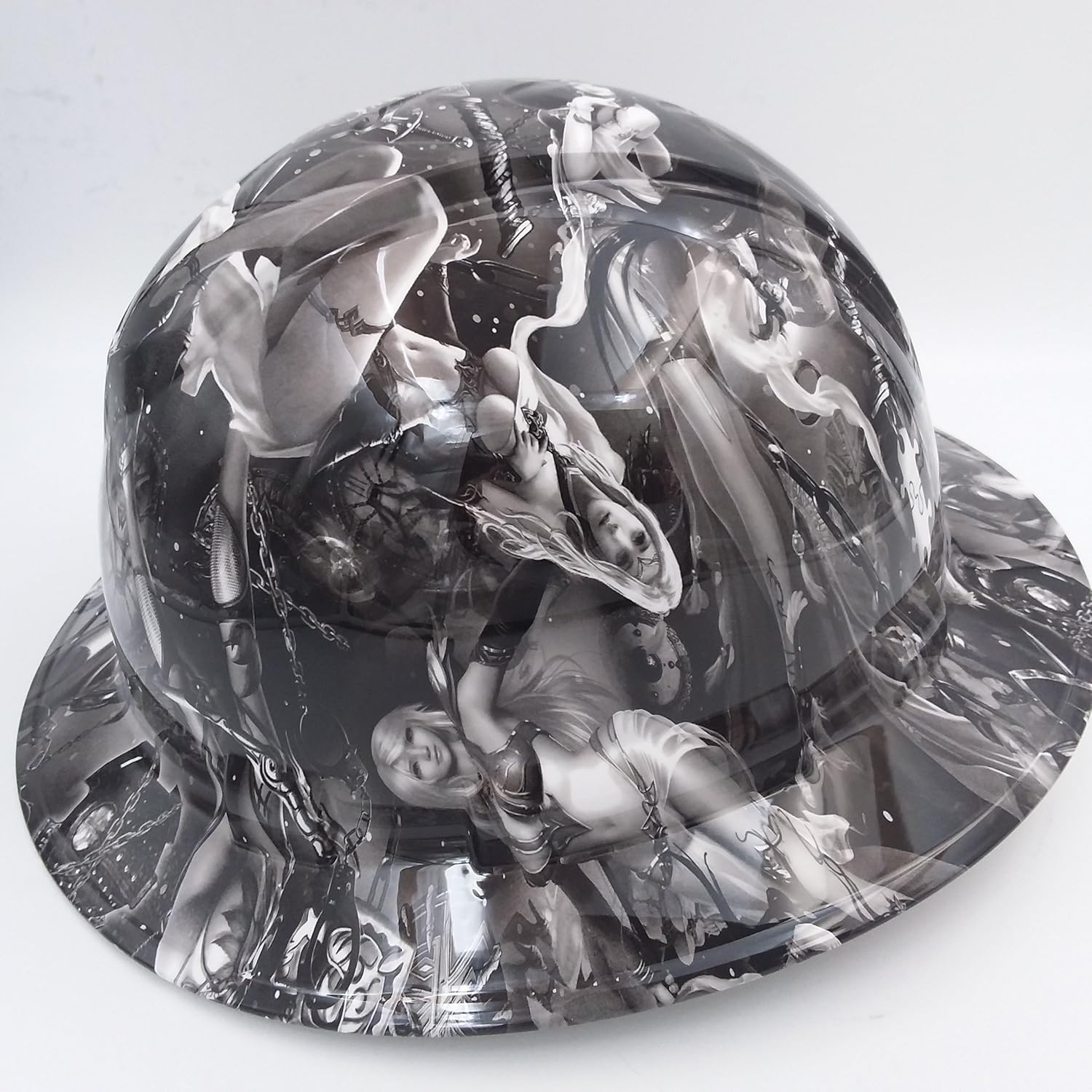 Wet Works Imaging Customized Pyramex Full Brim Fantasy Girls Hard Hat with Ratcheting Suspension