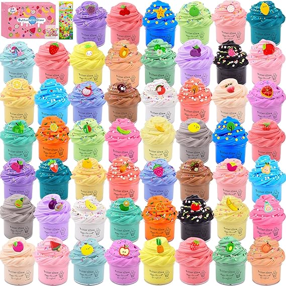 54 Pack Mini Butter Slime Kit for Girls Boys, Scented Fruit Slime Party Favors, Soft and Non-Sticky, Stress Relief Putty Toys for Kids,Educational Slime Toys