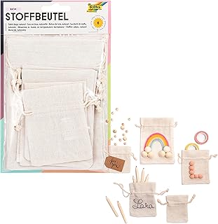 folia 64101 - Cloth Bags, Natural, Pack of 6, Made of Cotton/Polyester, in 3 Different Sizes, Ideal for Gift or Storing Small Items