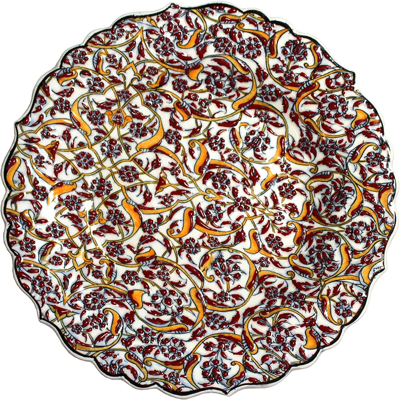 TurkCeramics by OMKAR INTERNATIONAL Handmade Turkish Serving Platter Decorative Floral Design Dinner Plate for Kitchen Multicolor…