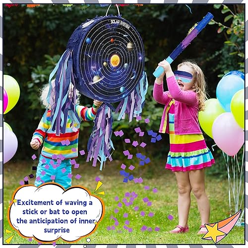 Miniatura 5 de Decoraciones para fiestas espaciales de galaxia, juego grande de 76 piezas con palo, vendas para los ojos, recuerdos de fiesta temática espacial del