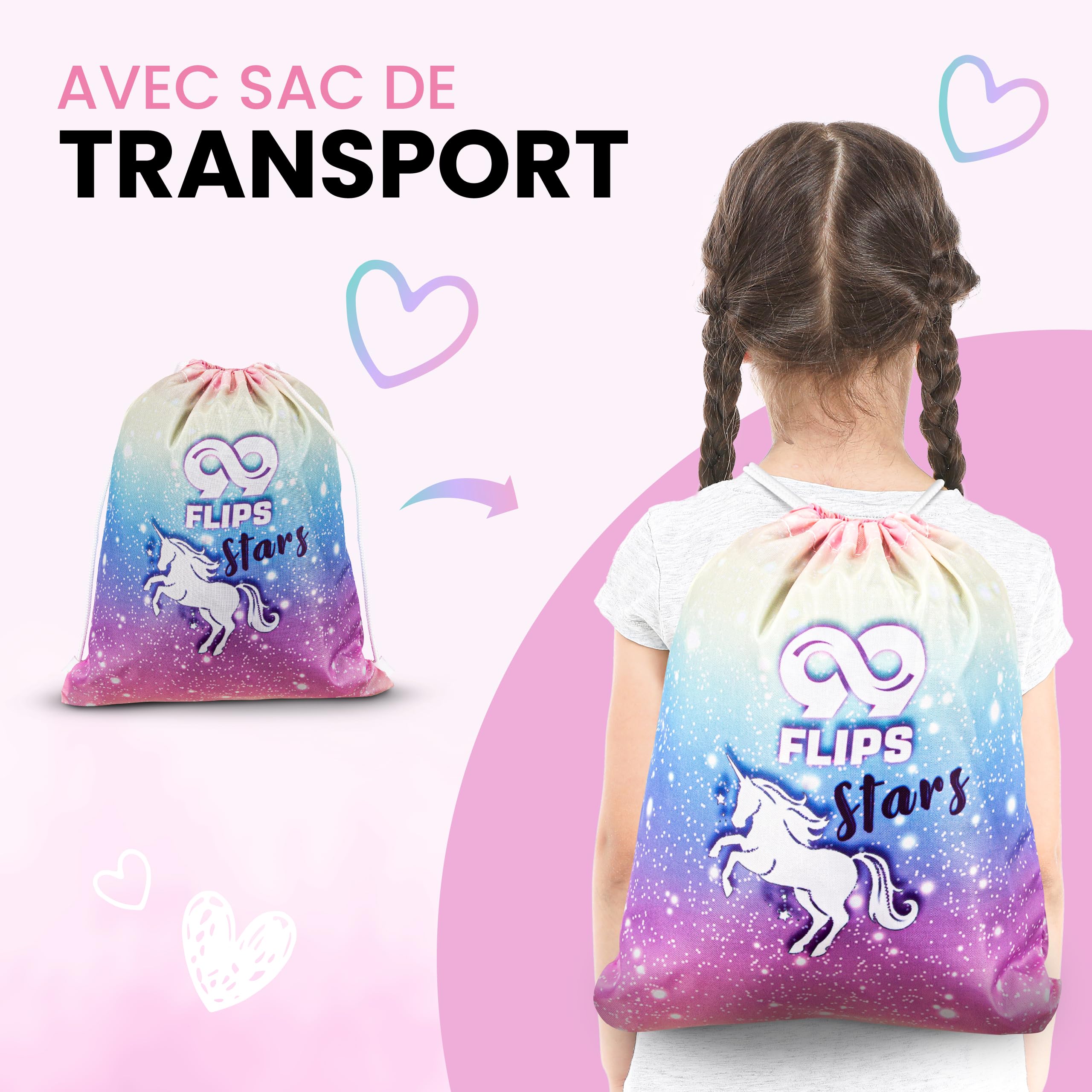 99FLIPS Protection Roller Enfant Fille - 6pcs Set Licorne - Genouillère Enfant avec Sac de Transport - Protection Skateboard Trotinette, Skate & Freestyle BMX avec Coude Rainbow